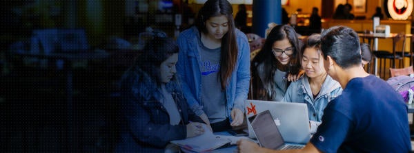 Students at the HUB studying together